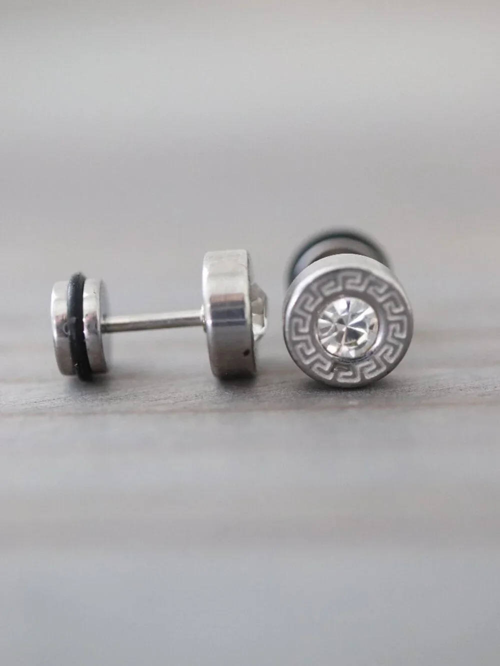 6mm Bezel with CZ Diamond Style Screw Back Stud Earrings Silver Stainless Steel